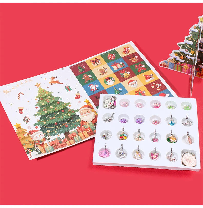 New Christmas Advent Calendar 24 Grid Countdown DIY Musical Note Bracelet Advent Calender Box Surprise Christmas Gifts Box