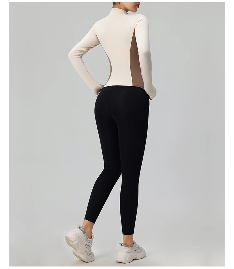 High Quality Workout Fitness Long Sleeve Top with 2 Sides Zipper Finger Hole Mix Colours Jacket