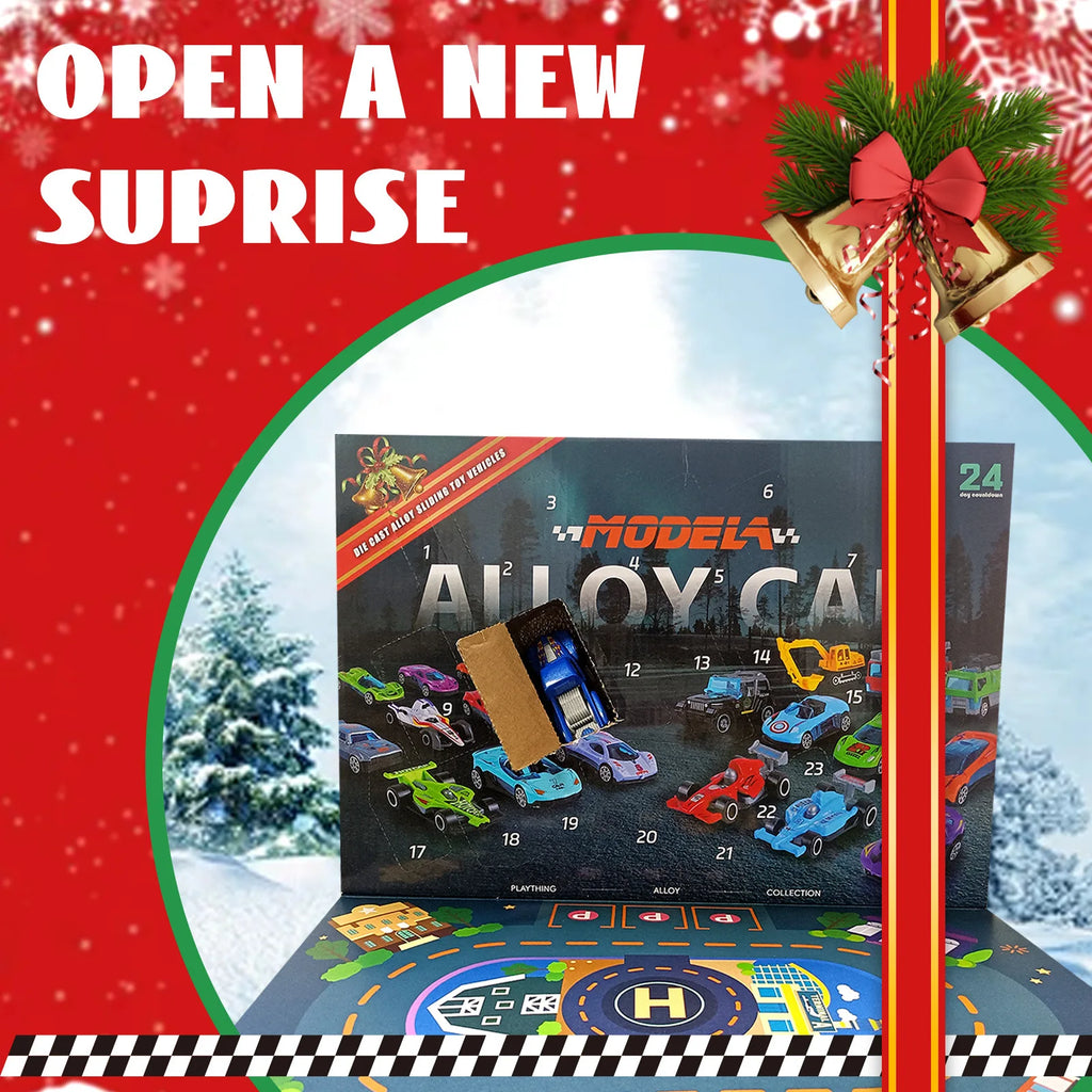 Christmas Advent Calendar 24 Days Alloy Car Inertial Vehicle Model Toy Metal Cars Set Toys for Adults New Year Gifts Home Decor