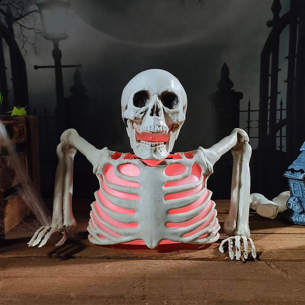 Halloween Decorations Glowing Skull Skeleton Human Head Haunted House Outdoor Yard Horror Props Holiday Scarry Home Supplies