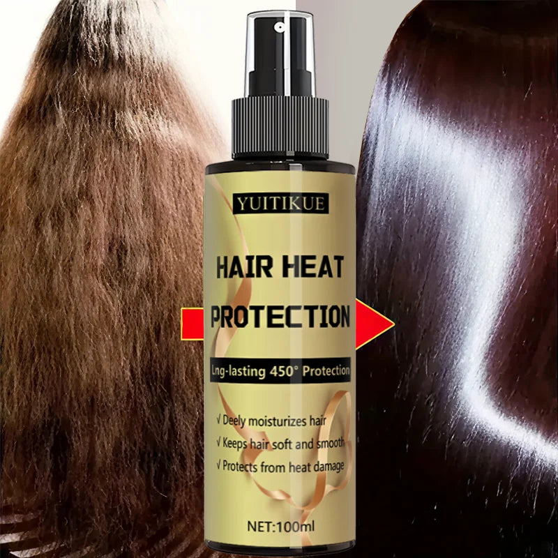 Hair heat protection spray, long-lasting protection up to 450 degrees, deeply moisturizes hair, making it soft and smooth.