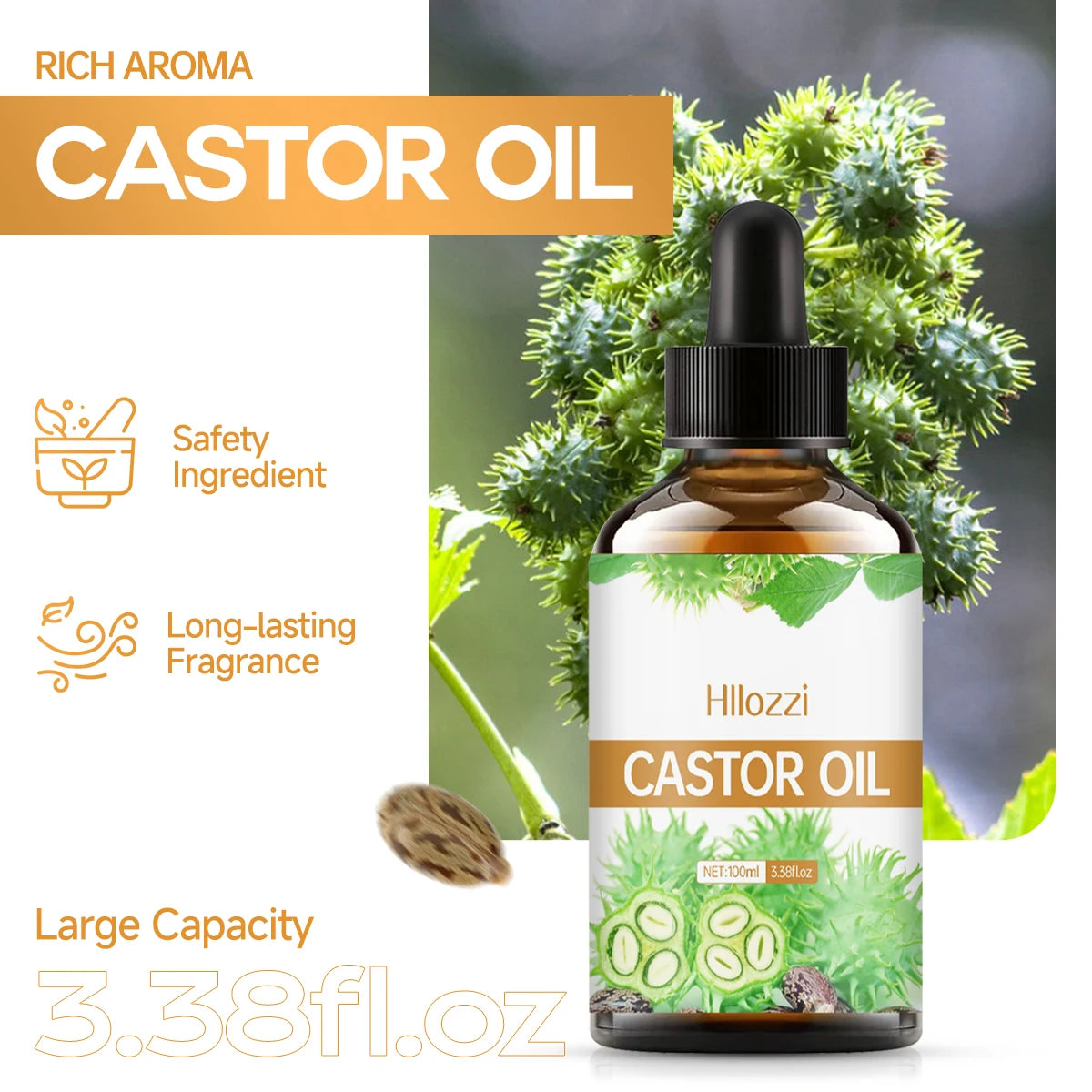 100ml/30ml castor oil pure essential oil skin care hair care can make hair smoother aromatherapy aromatherapy essential oil