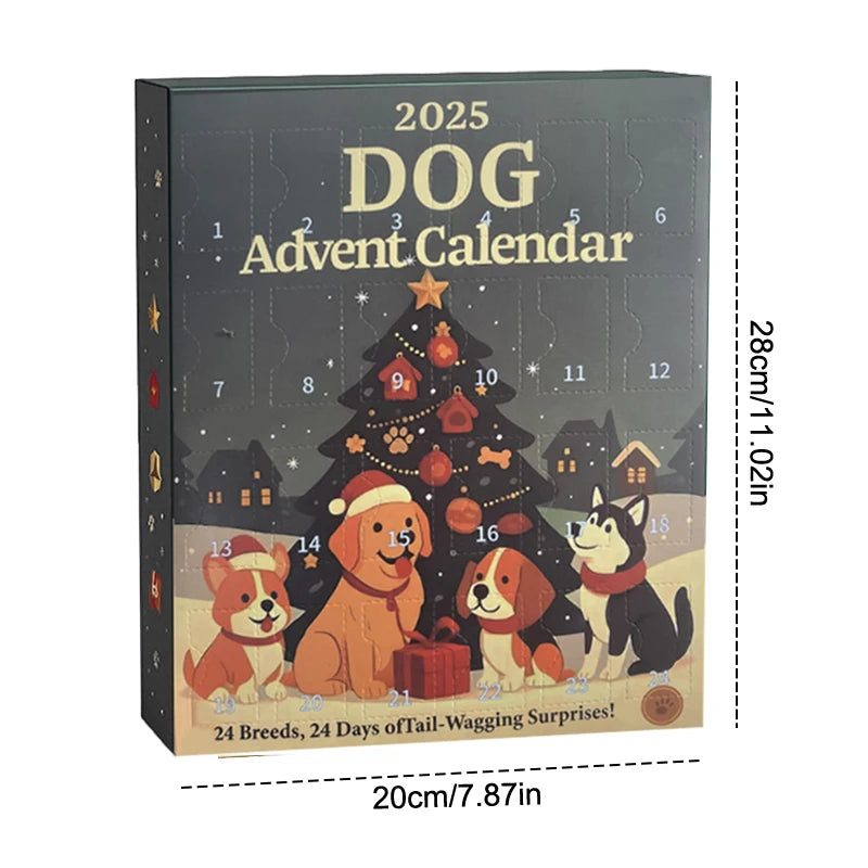 Dog Advent Calendar 2025-24Pcs 2D Festive Breeds Ornaments - Advent Calendar For Pets With Reusable Ornaments, Idea For Dog Love