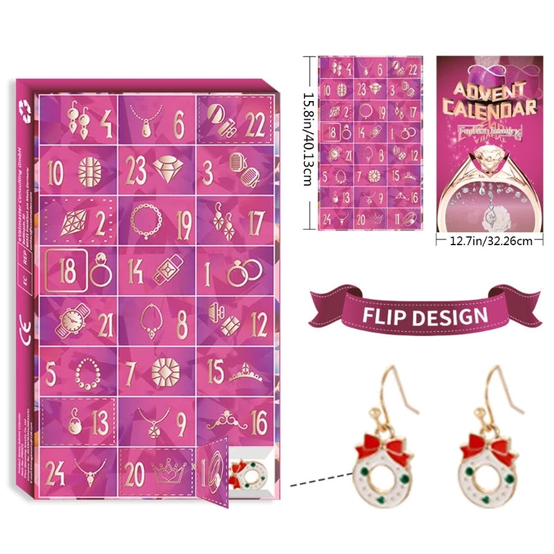 Jewellery Advent Calendar for Women 24 Day Surprises with Necklace Earrings Rings Bracelets Anklet Jewelry Calendar Y5GB