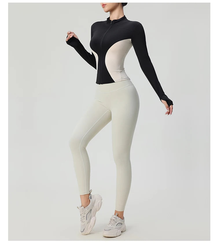 High Quality Workout Fitness Long Sleeve Top with 2 Sides Zipper Finger Hole Mix Colours Jacket