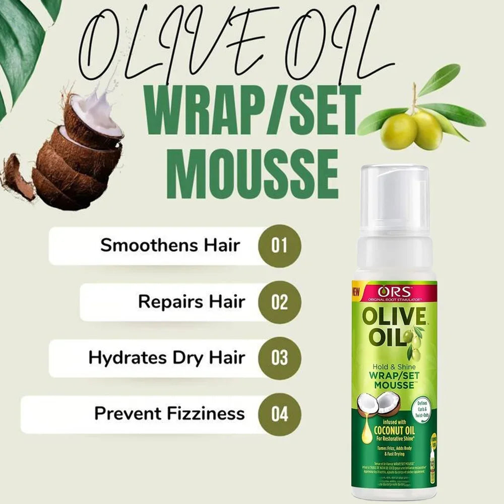 100ML Olive Oil Curly Hair Mousse No-Flaking Anti-Frizz Hair Styling Foam for Wigs And Hair Products