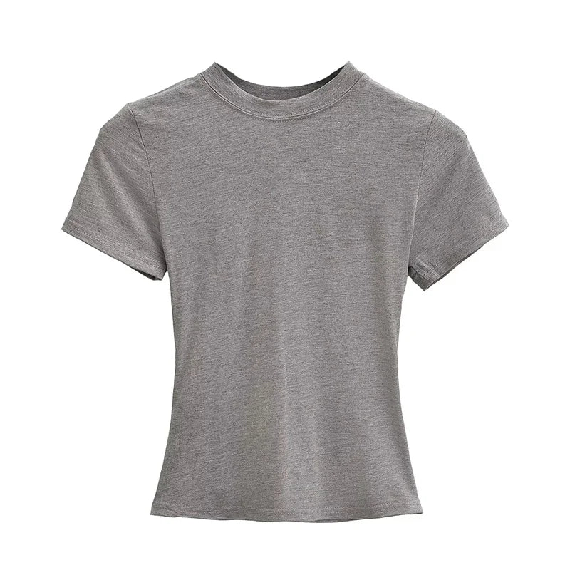 2025 New High Quality Casual T shirt Sexy Slim Short Sleeves Fashion Trend Solid Women Clothing y2k Tops