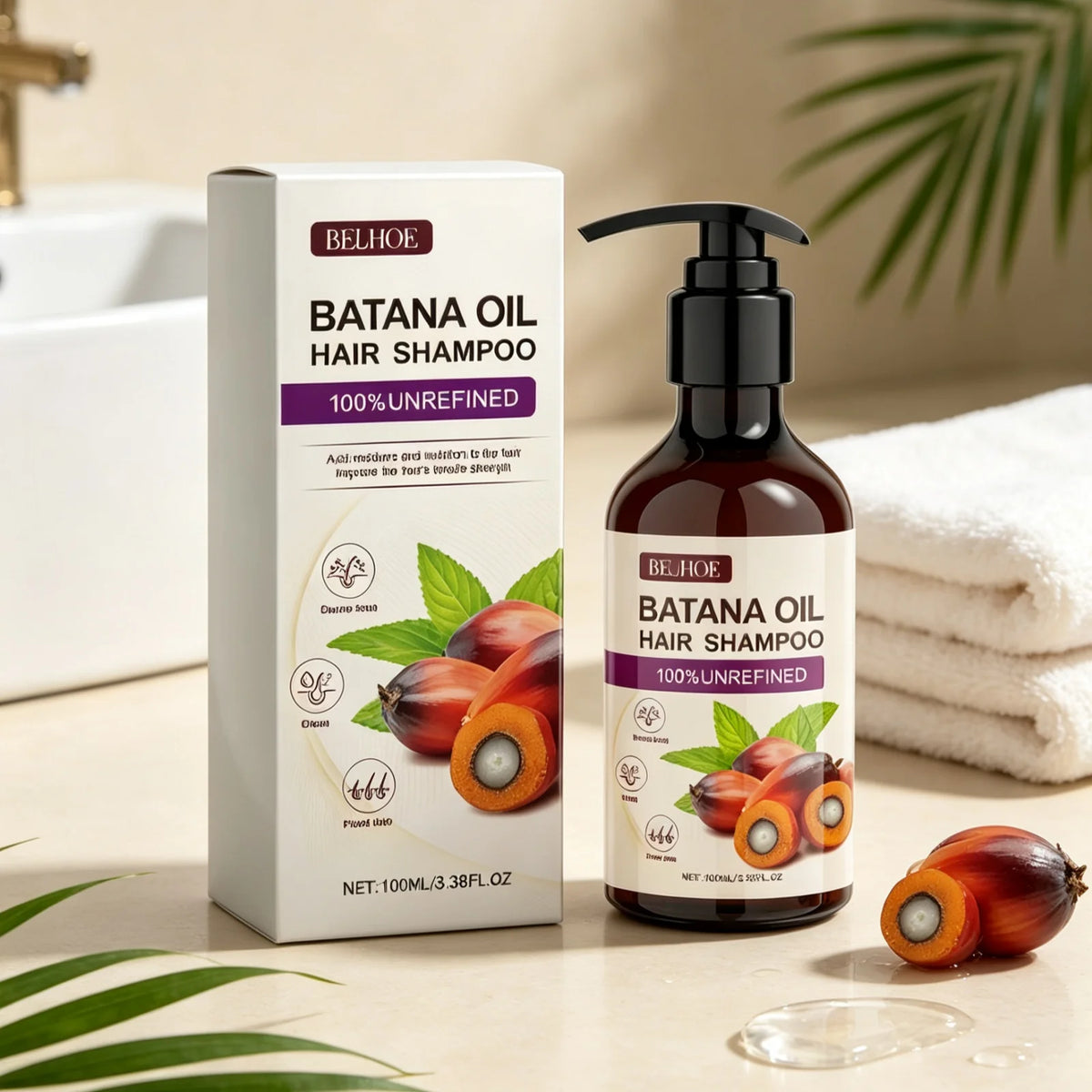 EELHOE Batana Oil Shampoo Nourishing Hair Soothing Dryness Scalp Long Lasting Moisturizing Oil Control Dandruff Removal Shampoo