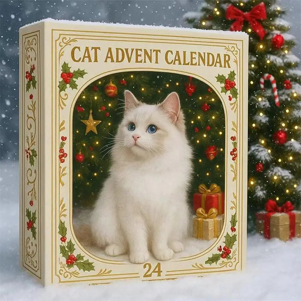 Advent Calendar 2025 24 Days Christmas Countdown with 24Pcs 2D Acrylic Cute Kitten Tree Decoration for Xmas Cat Lovers Gifts