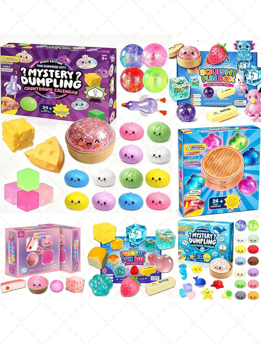 Advent Calendar Mystery Dumpling Squishy Blind Box Soft Fidget Slow Rise 24Day Countdown Calendar Xmas Party Gift Anxiety Relief