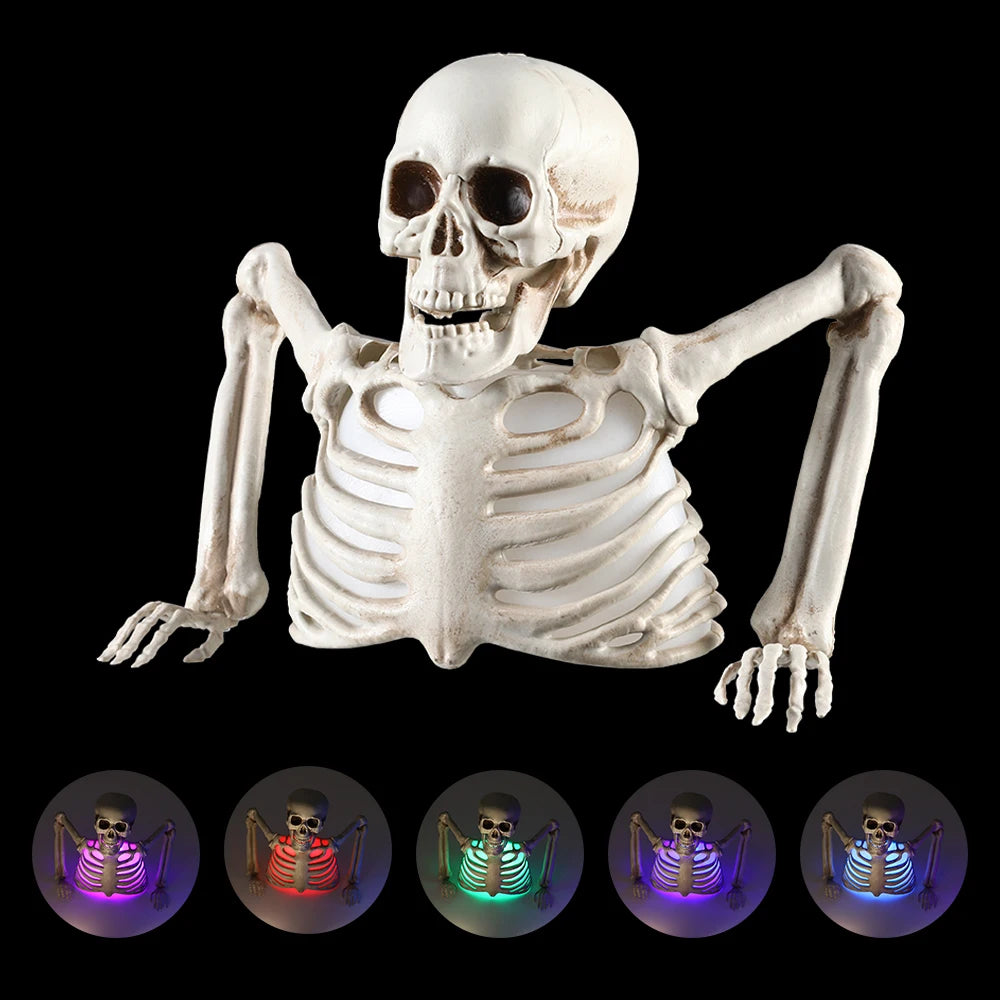 Halloween Decorations Glowing Skull Skeleton Human Head Haunted House Outdoor Yard Horror Props Holiday Scarry Home Supplies