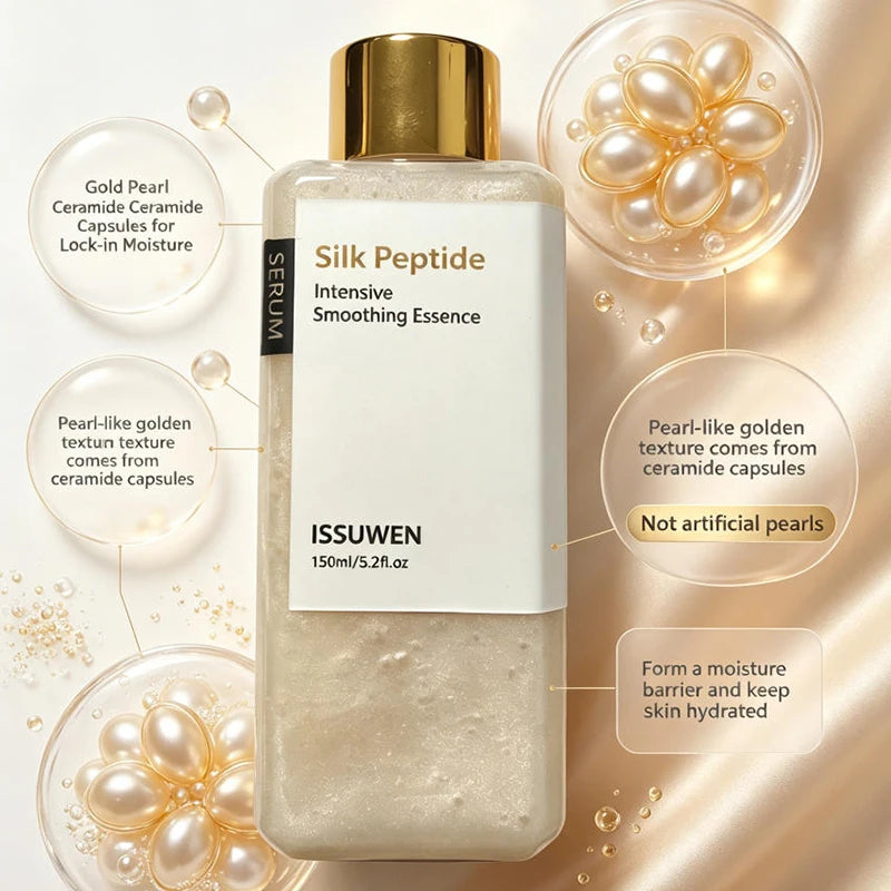 Korean Silk Peptide Facial Essence Toner Relieve Skin Sensitivity Dryness Quick Absorb Non-greasy Hydrating Lock Skin Moisture