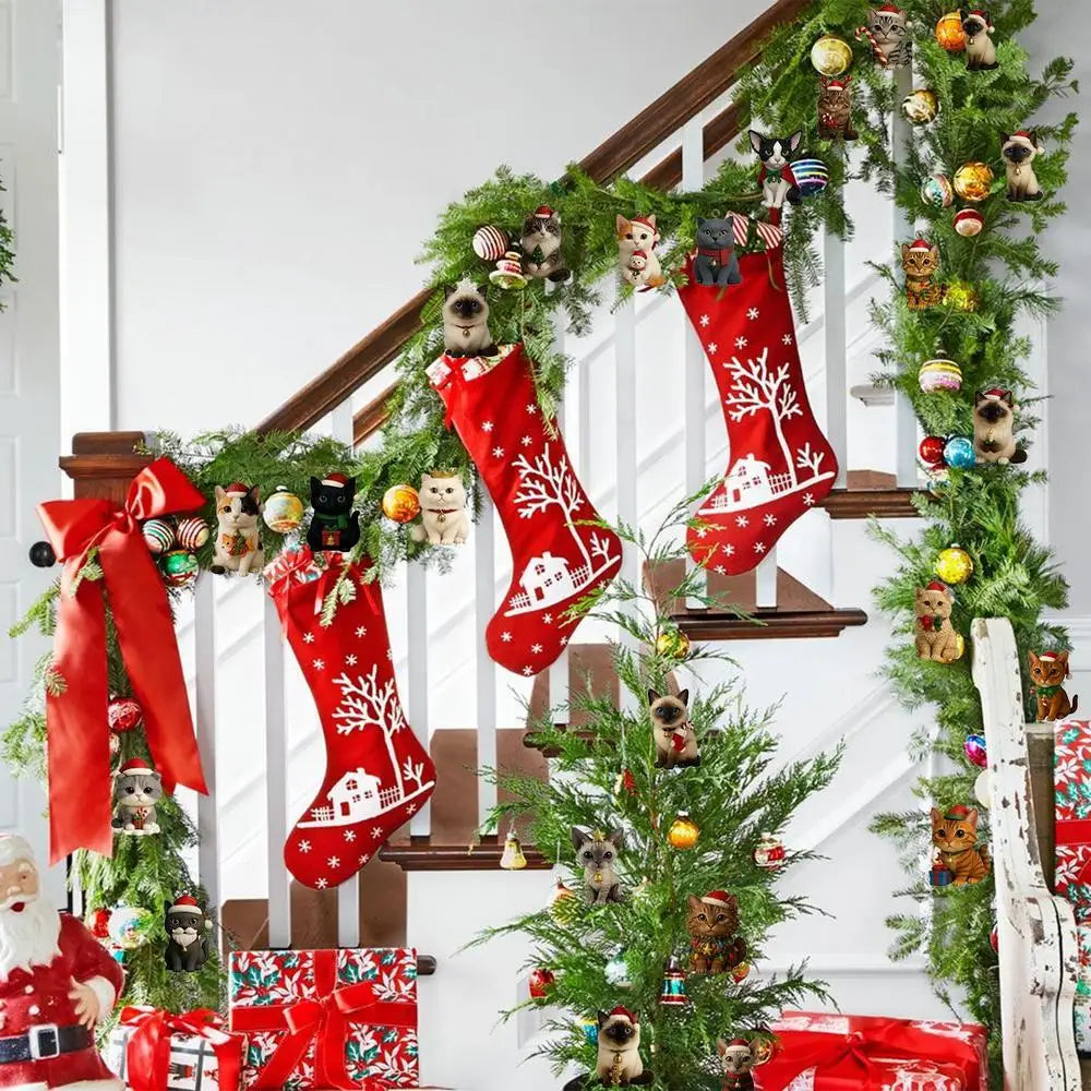 Advent Calendar 2025 24 Days Christmas Countdown with 24Pcs 2D Acrylic Cute Kitten Tree Decoration for Xmas Cat Lovers Gifts