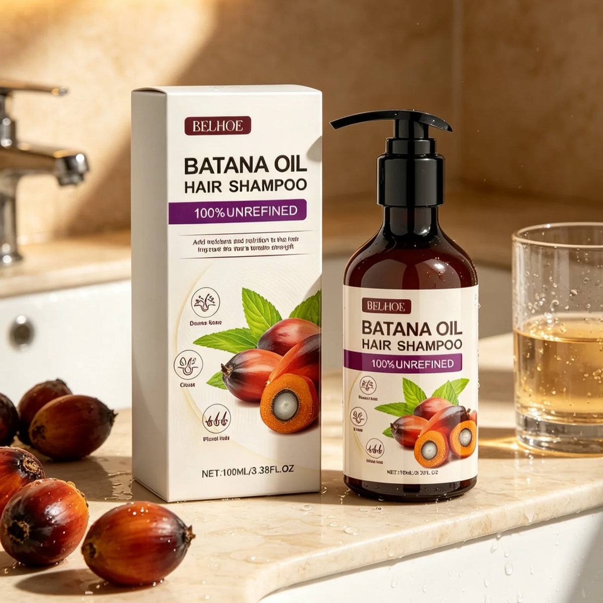 EELHOE Batana Oil Shampoo Nourishing Hair Soothing Dryness Scalp Long Lasting Moisturizing Oil Control Dandruff Removal Shampoo