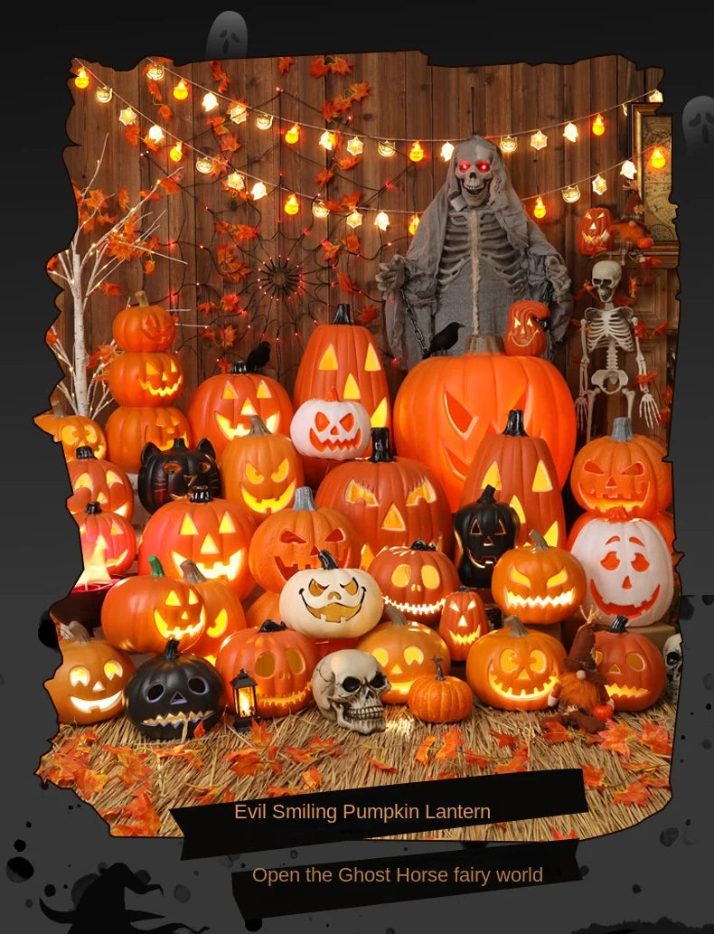 Halloween Pumpkin Lantern  Haunted House Decoration - Pumpkin Themed Luminous Decoration Props, Festive Party Atmosphere Lights