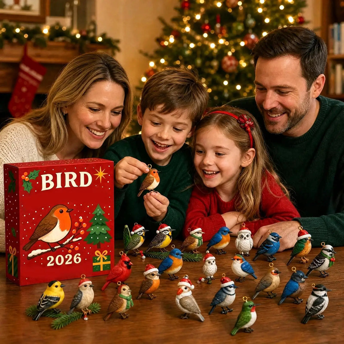 2026 Christmas Calendar Advent 2D Acrylic Bird Collectible Decoration  Countdown Calendar for Trees Windowsill Mantel Office