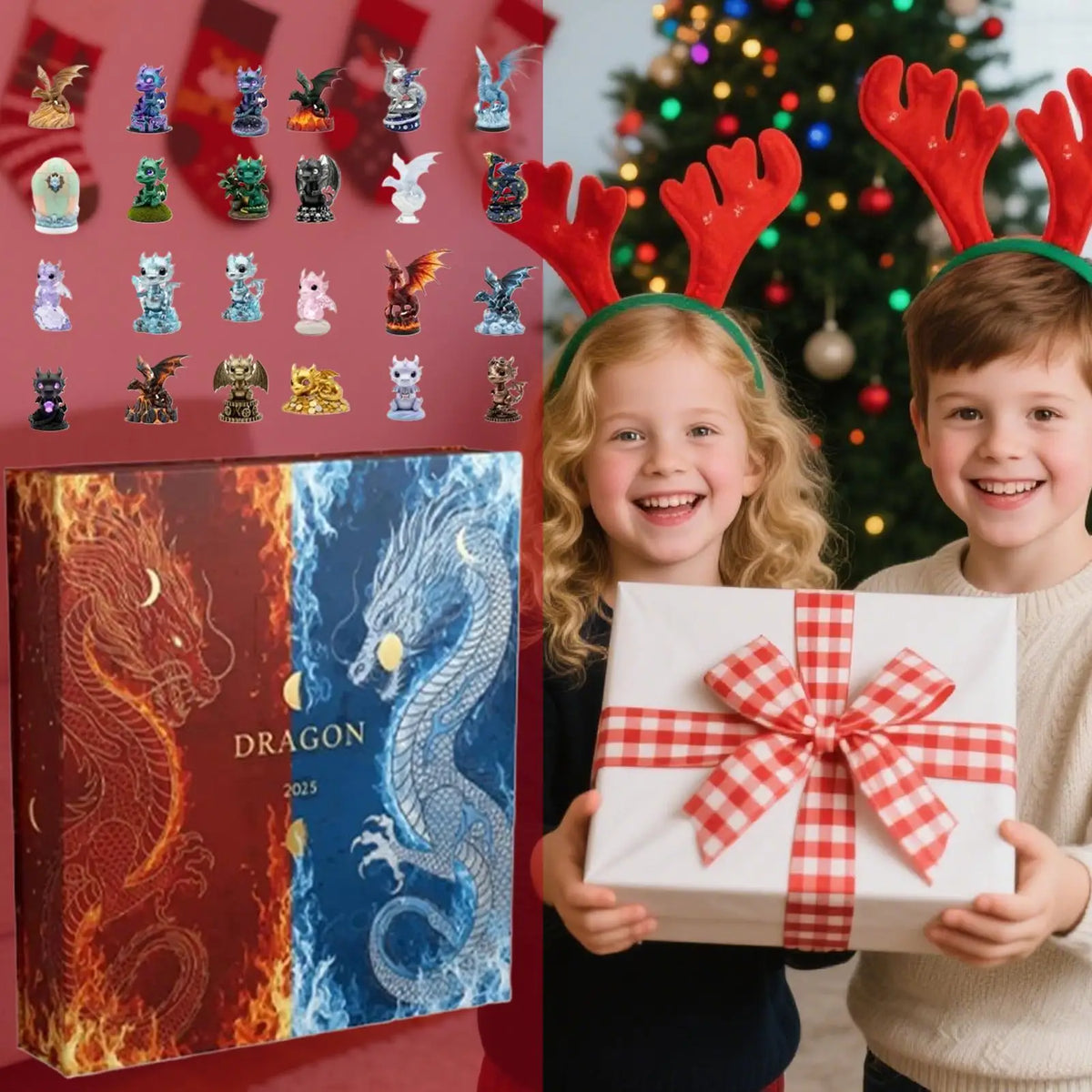 Christmas Calendar Advent 2025 Cute 2D Acrylic 24 Days Party Favors Dragon Ornament Countdown Calendar for Kids Birthday Gift