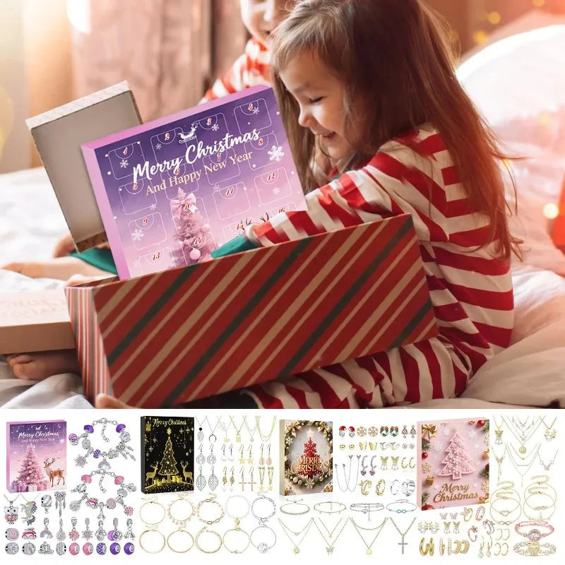 Christmas Jewelry Calendar Advent  Christmas Advent Girls Earring Bracelet Set Holiday Calendar for Women Girl