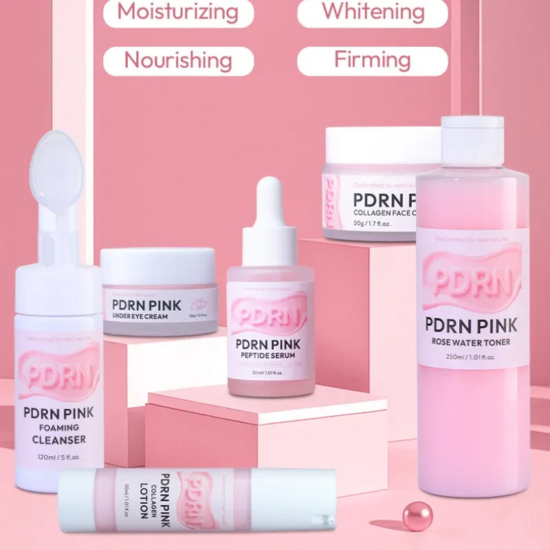 Salmon Dna Collagen Skincare Set, Pdrn Pink Glow Moisturizing Mask Lifting Brightening Cream, Reduce Fine Line Essence Eye Cream