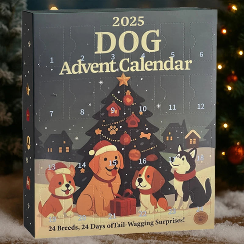 Dog Advent Calendar 2025-24Pcs 2D Festive Breeds Ornaments - Advent Calendar For Pets With Reusable Ornaments, Idea For Dog Love