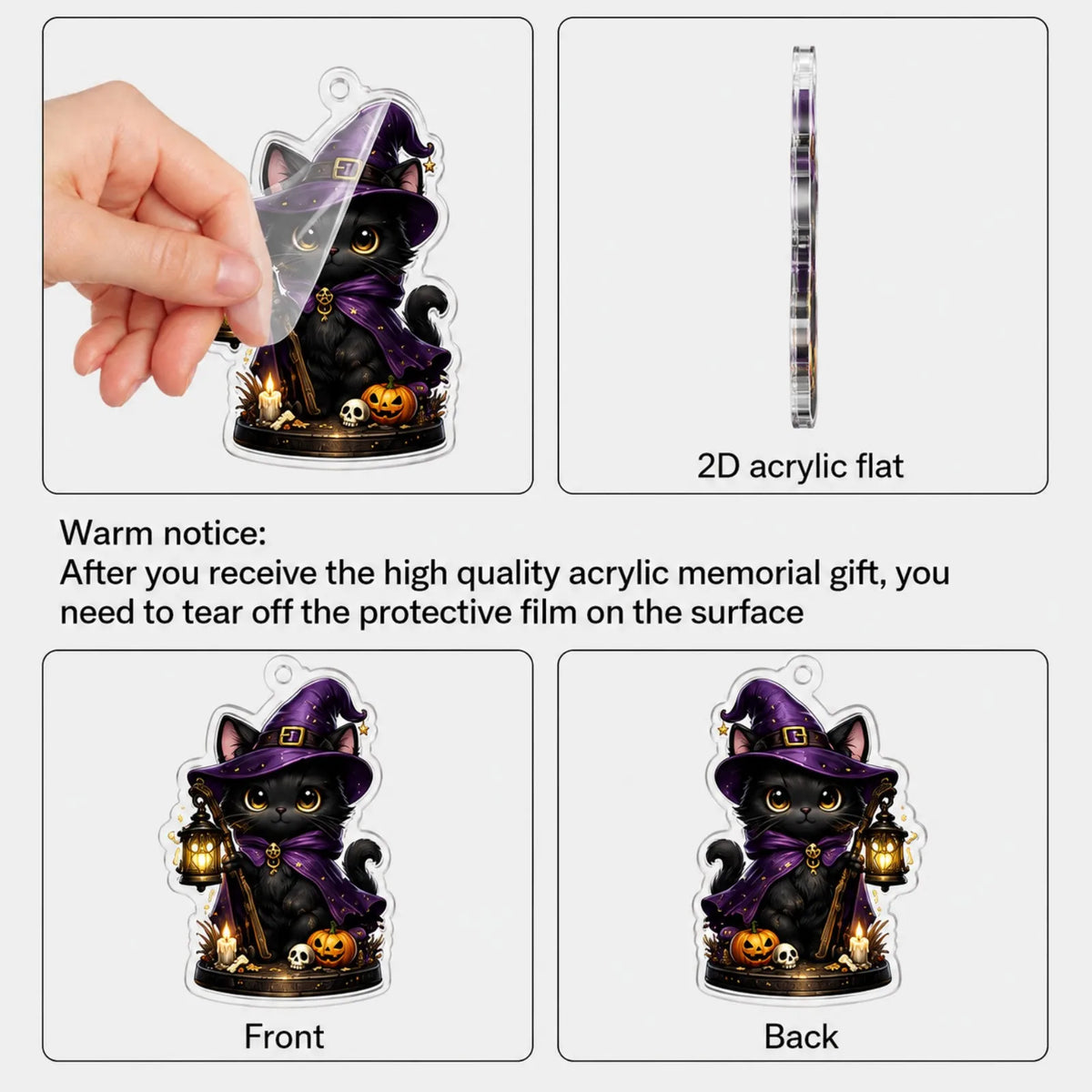 2026 Halloween Advent Calendar 2D Black Cat Wizard 24 Acrylic Keychains 24-Day Countdown Gift Calendar Halloween Decoration
