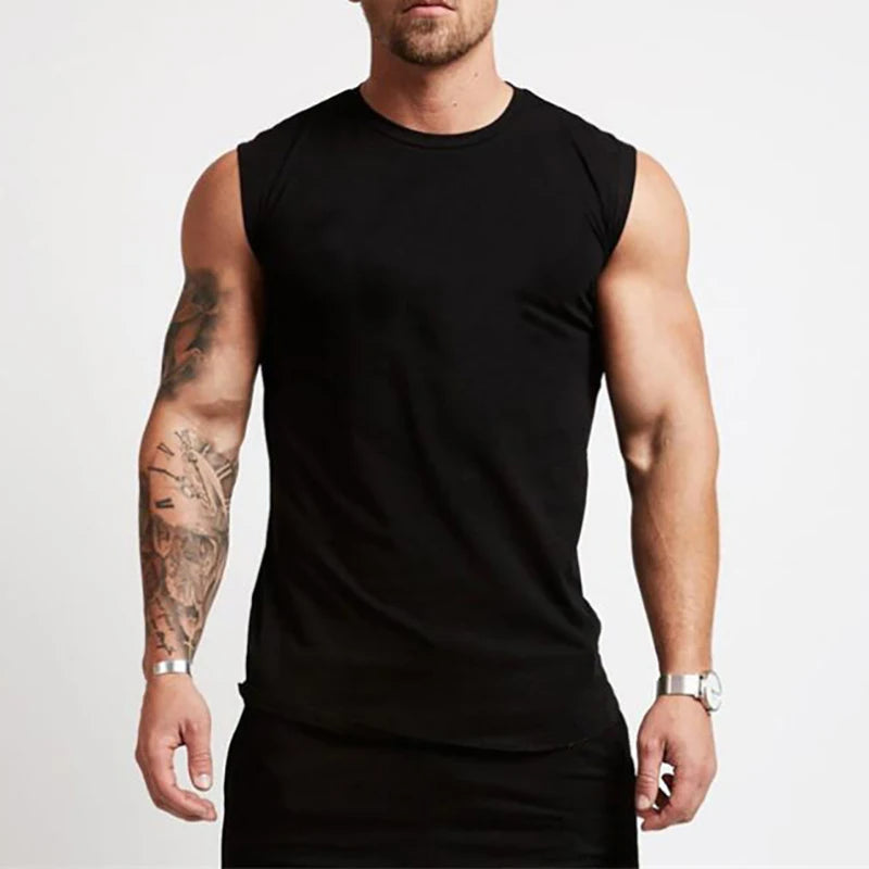 Cotton Gym Clothing Mens Workout Sleeveless Shirt Bodybuilding Tank Top Fitness Sportswear Mens Vests Muscle Singlets Tanktop