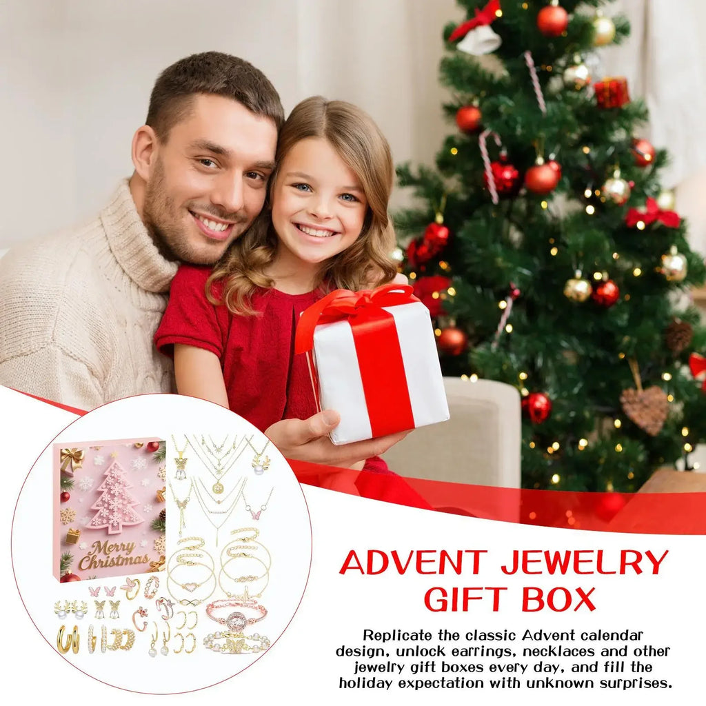 Christmas Jewelry Calendar Advent  Christmas Advent Girls Earring Bracelet Set Holiday Calendar for Women Girl