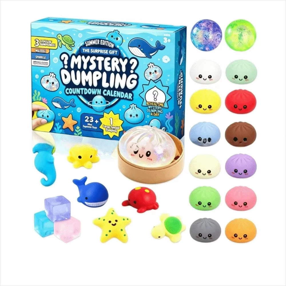 Advent Calendar Mystery Dumpling Squishy Blind Box Soft Fidget Slow Rise 24Day Countdown Calendar Xmas Party Gift Anxiety Relief