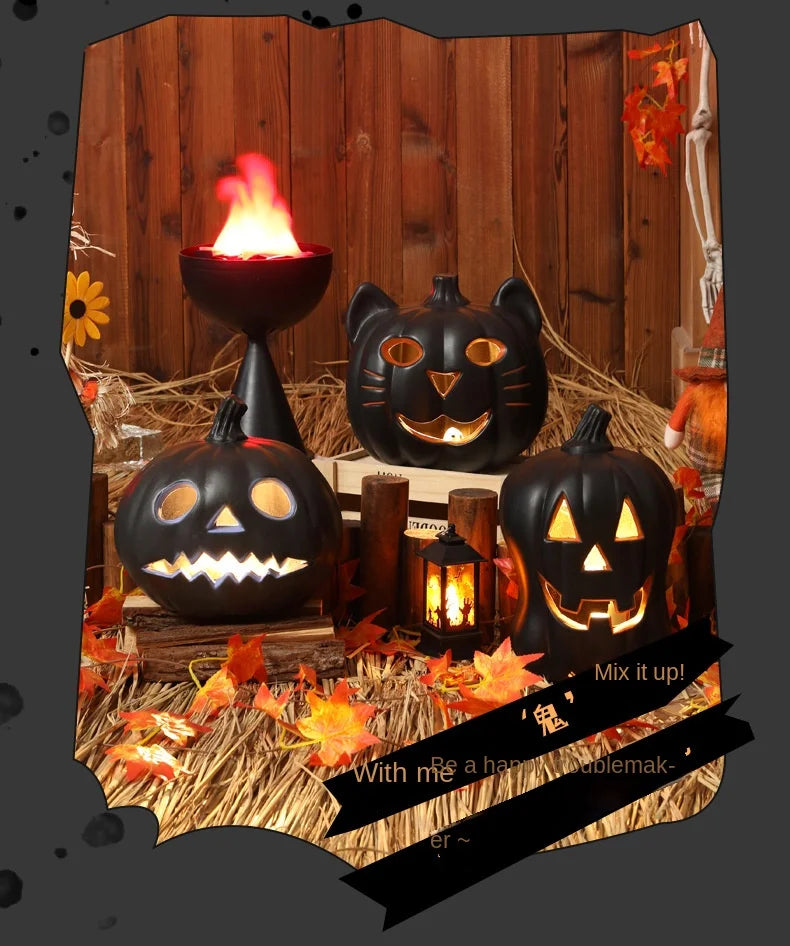 Halloween Pumpkin Lantern  Haunted House Decoration - Pumpkin Themed Luminous Decoration Props, Festive Party Atmosphere Lights