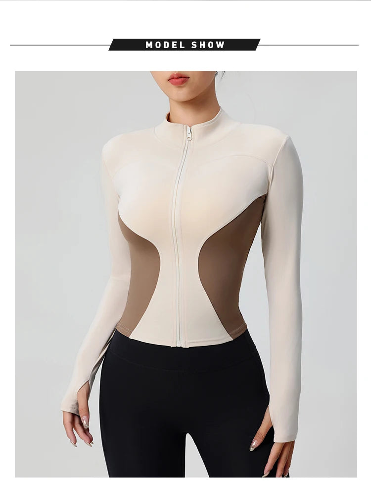 High Quality Workout Fitness Long Sleeve Top with 2 Sides Zipper Finger Hole Mix Colours Jacket