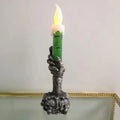 Halloween Horror Skull Ghost Holding  LED Lights Candle Lamp Happy Holloween Party Decoration for Home Haunted House Ornaments