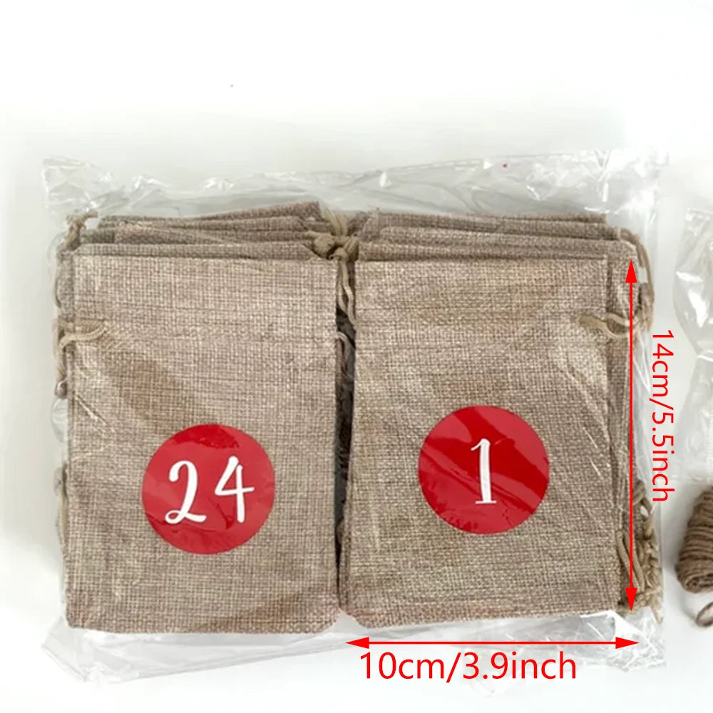 Advent Calendar Kit 24 Christmas Advent Calendar Bag Countdown To Christmas Home Fireplace Decoration Xmas Eve Stocking Present