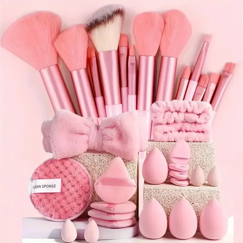 13/33pcs Professional Makeup Brush Set with Accessories for Combination Skin- Featuring Soft Brushes，Suitable for Beginners