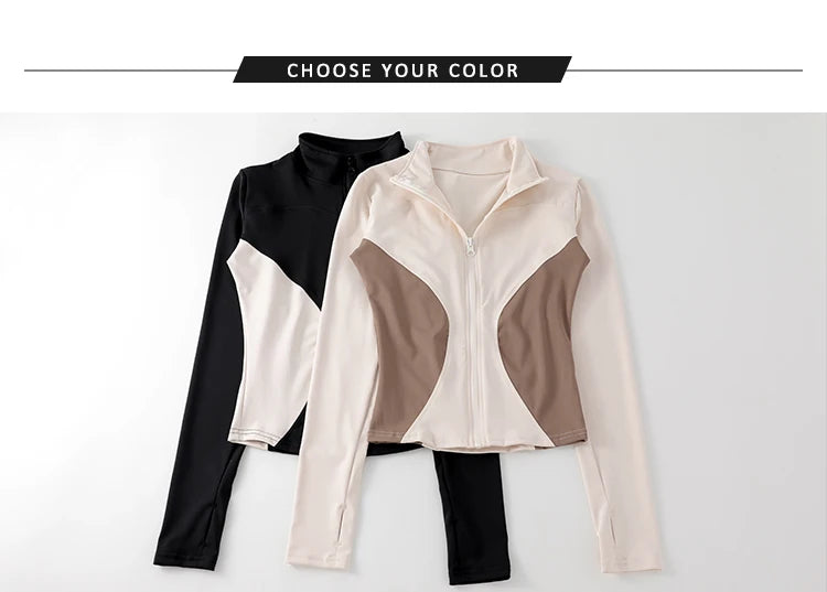 High Quality Workout Fitness Long Sleeve Top with 2 Sides Zipper Finger Hole Mix Colours Jacket