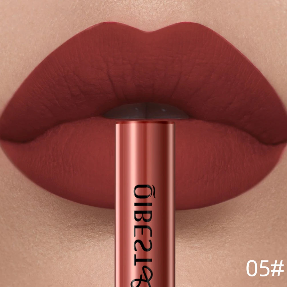 QIBEST Matte Liquid Lipstick Waterproof Long Lasting Velvet Lip Gloss Tint Tube Matte Nude Pigment Red Lipgloss Lips Makeup