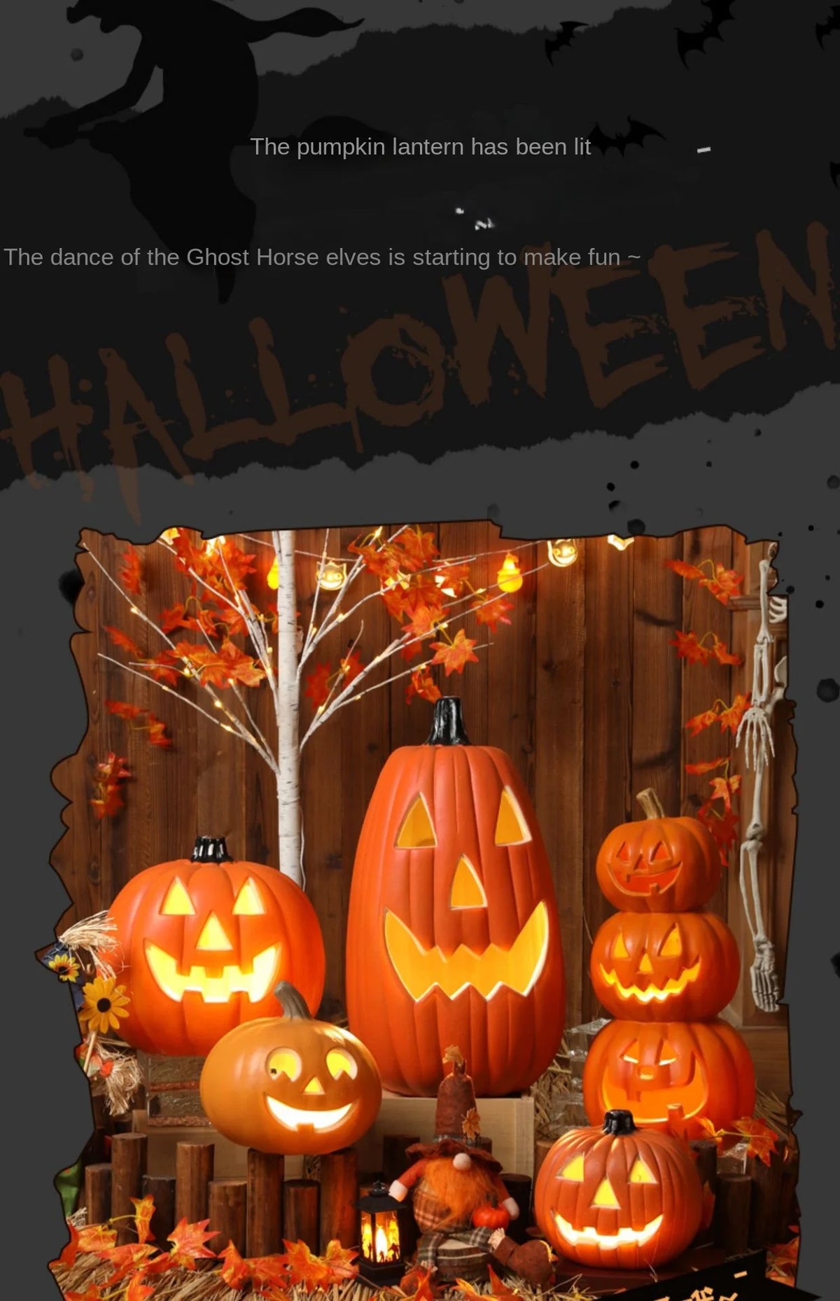 Halloween Pumpkin Lantern  Haunted House Decoration - Pumpkin Themed Luminous Decoration Props, Festive Party Atmosphere Lights