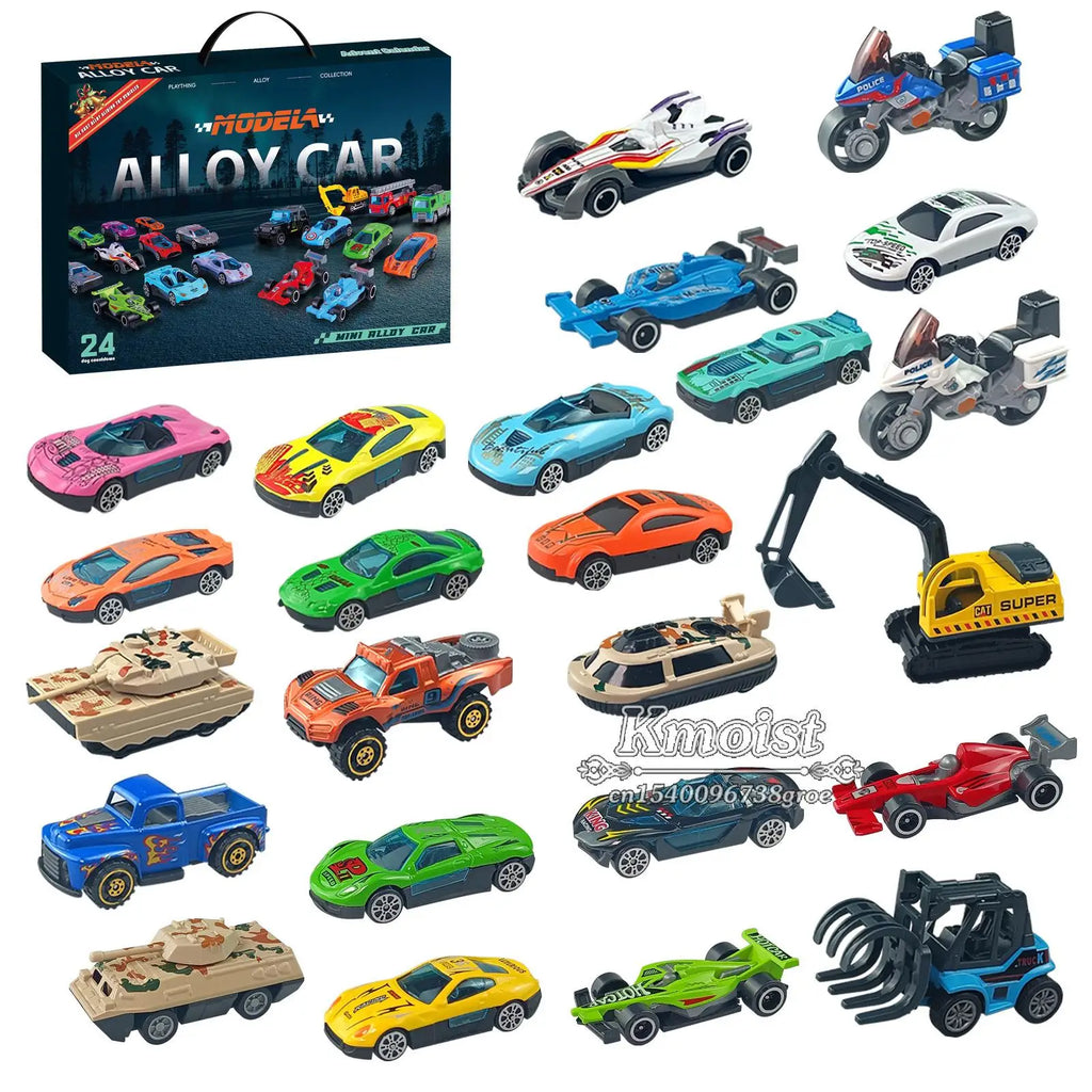 Christmas Advent Calendar 24 Days Alloy Car Inertial Vehicle Model Toy Metal Cars Set Toys for Adults New Year Gifts Home Decor