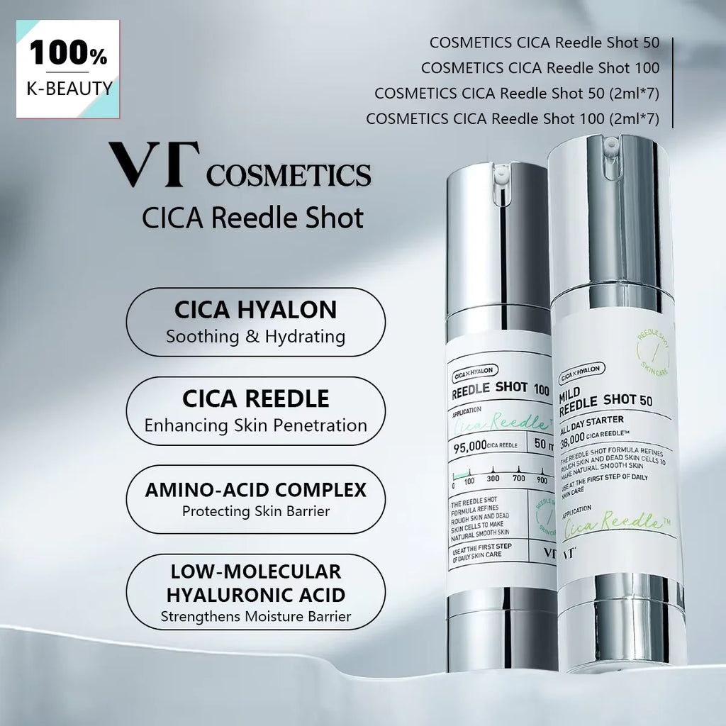 VT COSMETICS CICA Reedle Shot,Multi-Size Options,Centella Asiatica,Intense Hydration,Korean Skincare,K-Beauty,Korean Makeup