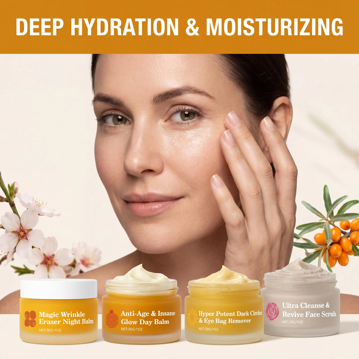 Day Night Skincare Set Moisturizing Repair Skin Barrier Brightening Facial Skins Multi Functional Skincare Eye Face Care Combo