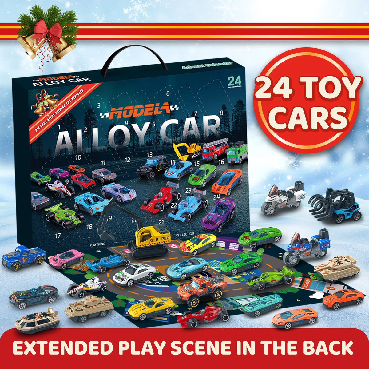 Christmas Advent Calendar 24 Days Alloy Car Inertial Vehicle Model Toy Metal Cars Set Toys for Adults New Year Gifts Home Decor