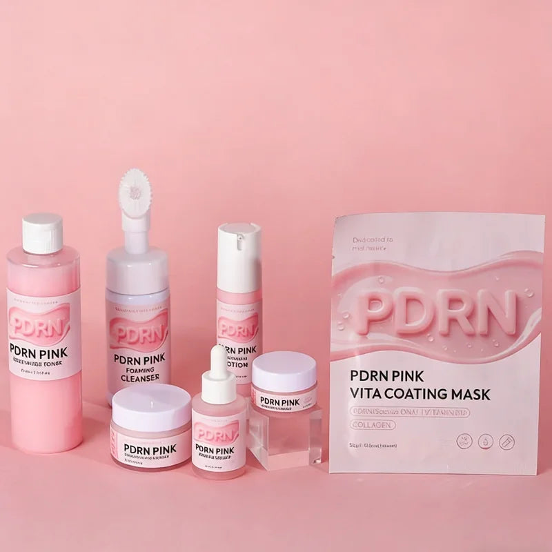 Salmon Dna Collagen Skincare Set, Pdrn Pink Glow Moisturizing Mask Lifting Brightening Cream, Reduce Fine Line Essence Eye Cream