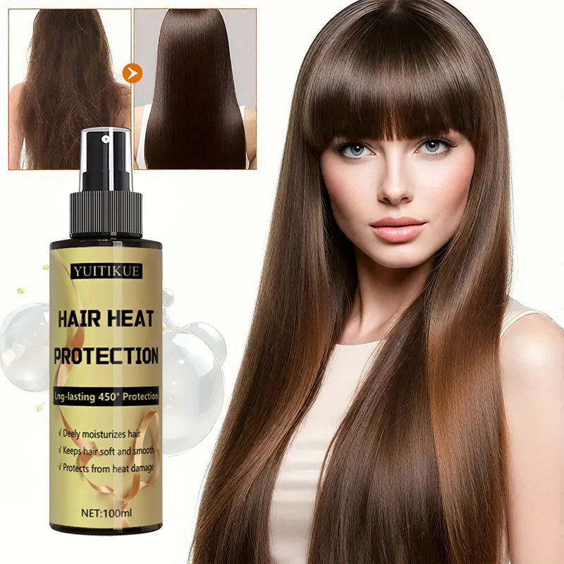 Hair heat protection spray, long-lasting protection up to 450 degrees, deeply moisturizes hair, making it soft and smooth.