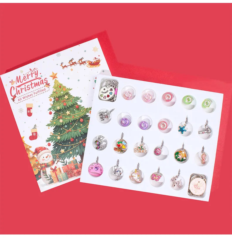 New Christmas Advent Calendar 24 Grid Countdown DIY Musical Note Bracelet Advent Calender Box Surprise Christmas Gifts Box