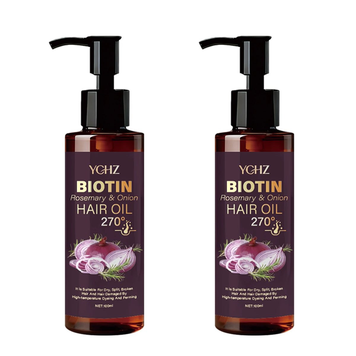 Biotin Hair Oil with Rosemary and Onion - Moisturizes Dry, Damaged, and Frizzy Hair - Nourishing Formula for Smooth, Silky Hair - Suitable for Normal Hair Types