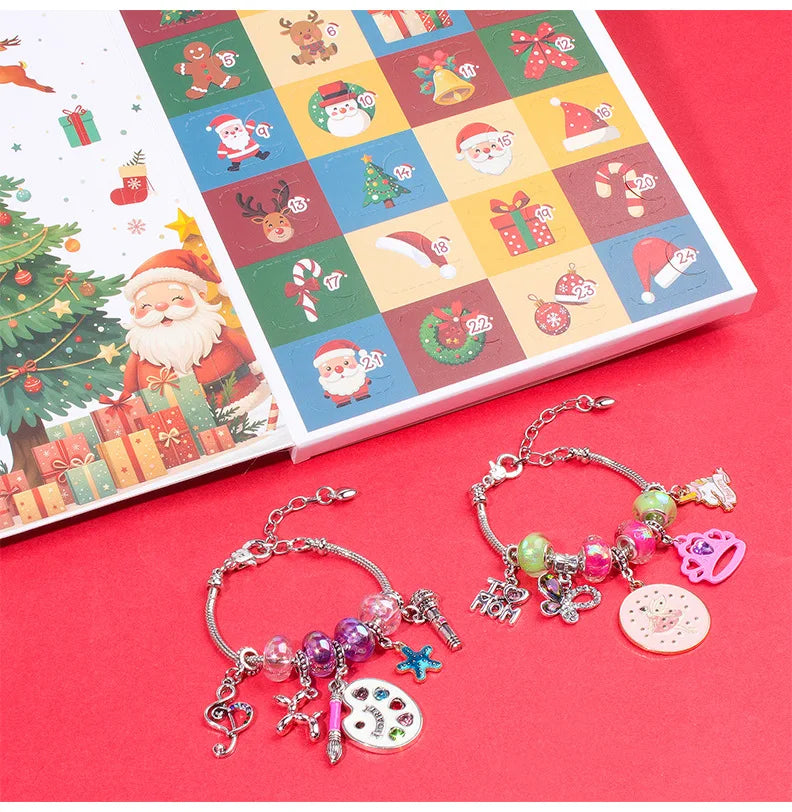 New Christmas Advent Calendar 24 Grid Countdown DIY Musical Note Bracelet Advent Calender Box Surprise Christmas Gifts Box