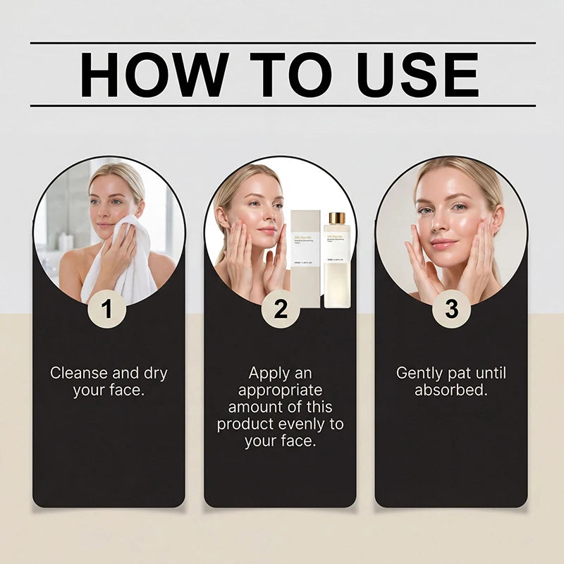 Korean Silk Peptide Facial Essence Toner Relieve Skin Sensitivity Dryness Quick Absorb Non-greasy Hydrating Lock Skin Moisture