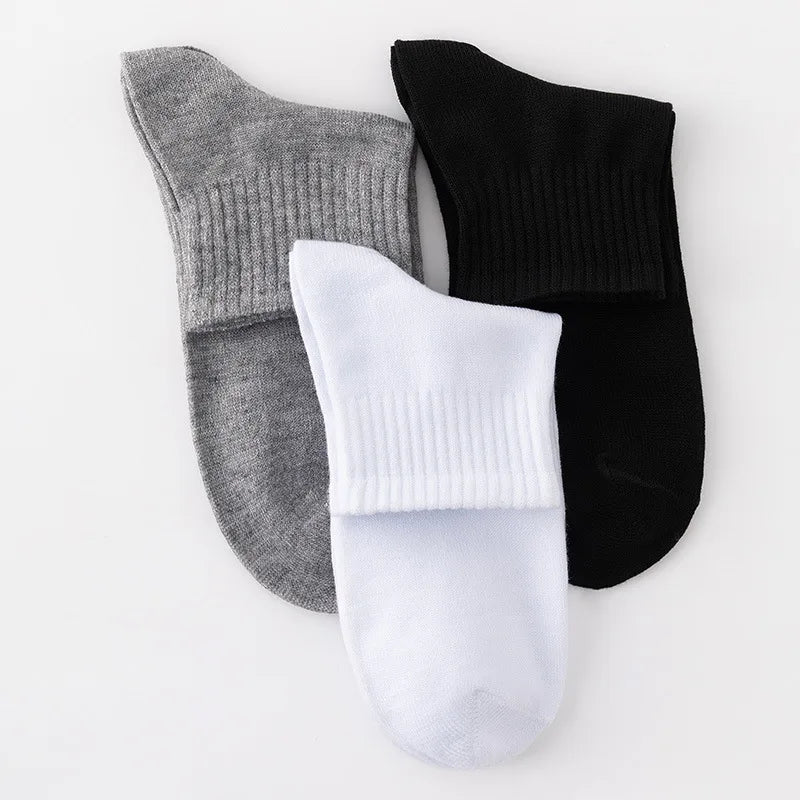 10 Pairs of Men's Mid-Calf Socks Cotton Socks for All Seasons, Solid Color and Versatile