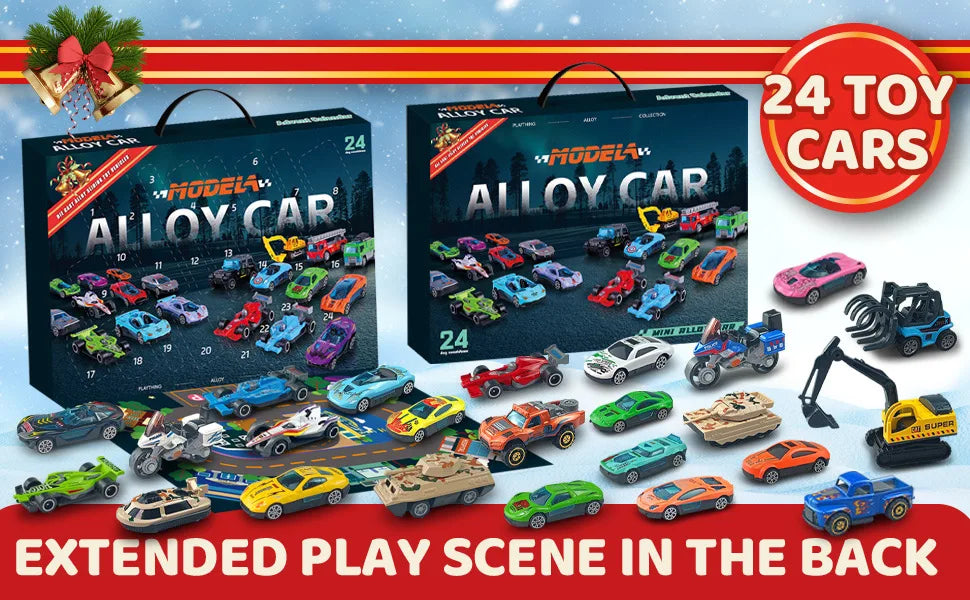 Christmas Advent Calendar 24 Days Alloy Car Inertial Vehicle Model Toy Metal Cars Set Toys for Adults New Year Gifts Home Decor