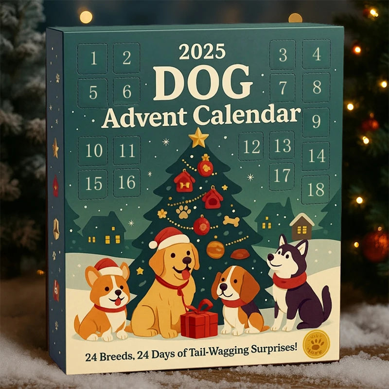 Dog Advent Calendar 2025-24Pcs 2D Festive Breeds Ornaments - Advent Calendar For Pets With Reusable Ornaments, Idea For Dog Love