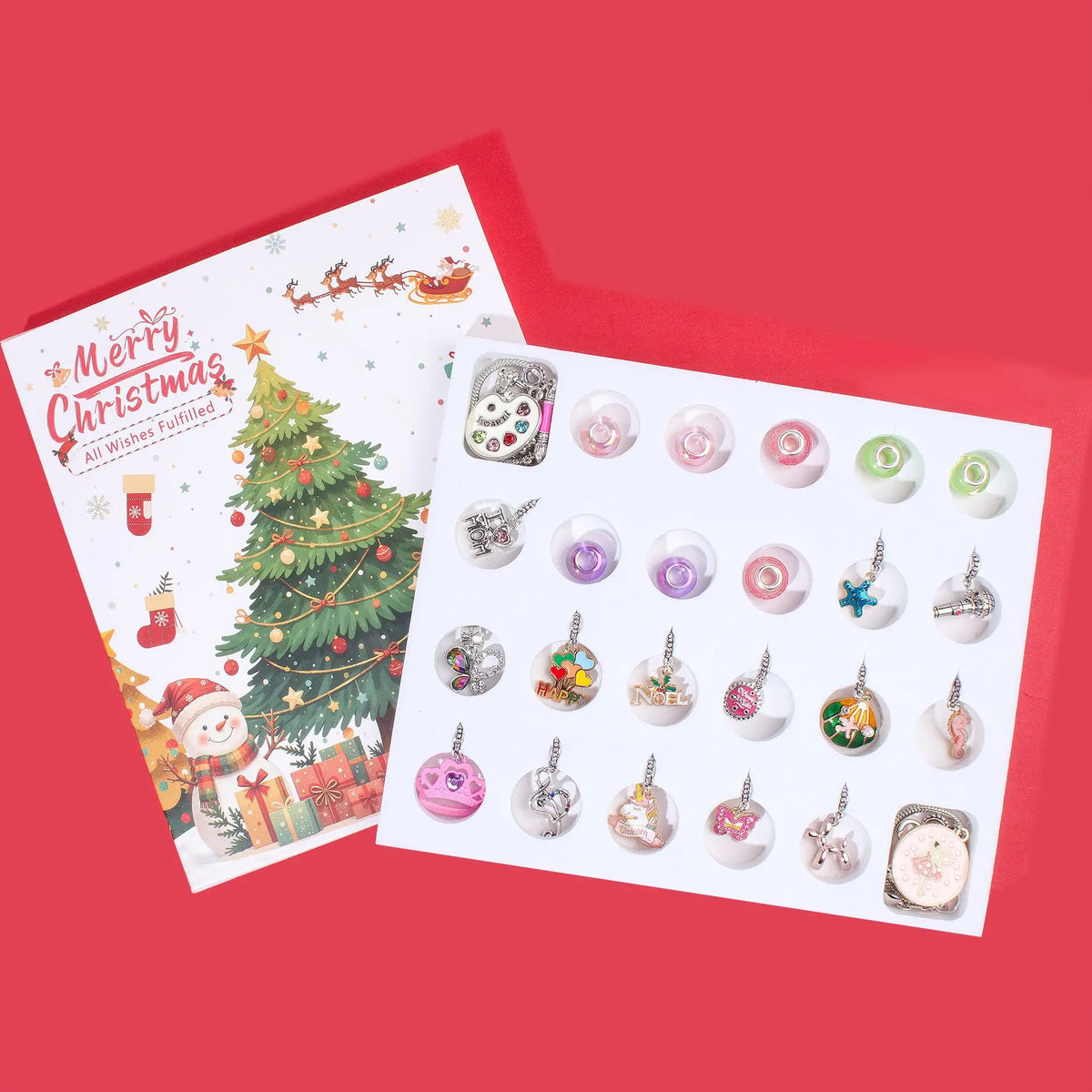 New Christmas Advent Calendar 24 Grid Countdown DIY Musical Note Bracelet Advent Calender Box Surprise Christmas Gifts Box